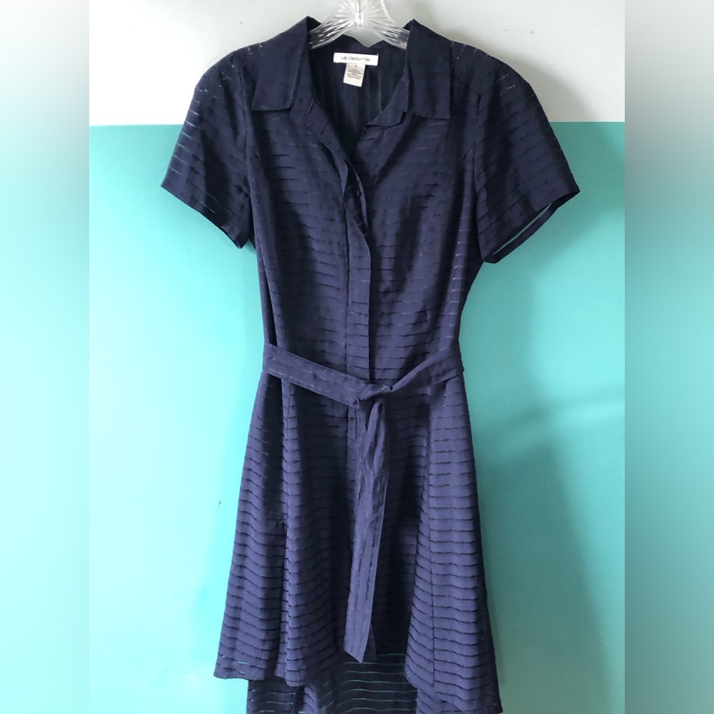 Navy Blue High Low Shirt Dress